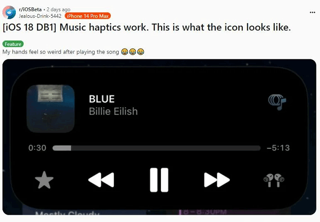 ios18 music haptics not working