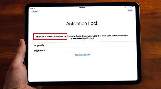 fix this ipad is linked to an apple id