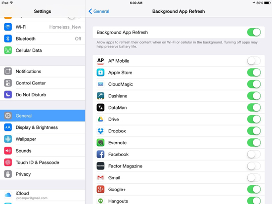 disable background app refresh to repair ipad overheating