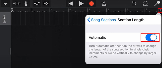 ipad garageband section length