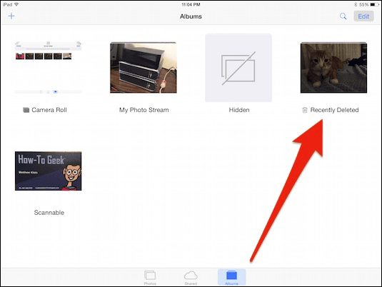 recently deleted photos ipad
