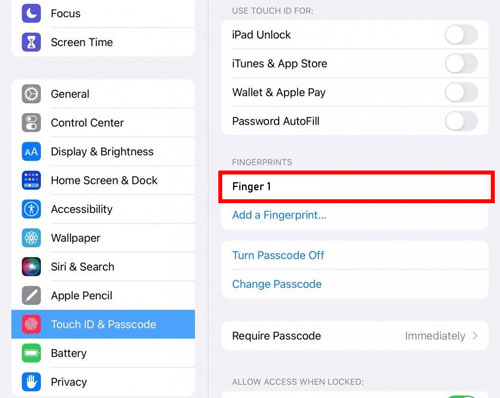 delete and reset fingerprint on ipad to fix apple ipad touch id not working