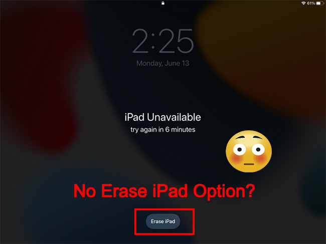 ipad unavailable no erase option