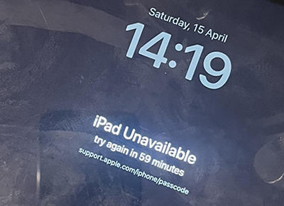 ipad unavailable try again in 59 minutes