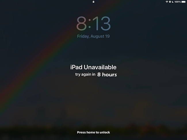 ipad unavailable try again in 8 hours