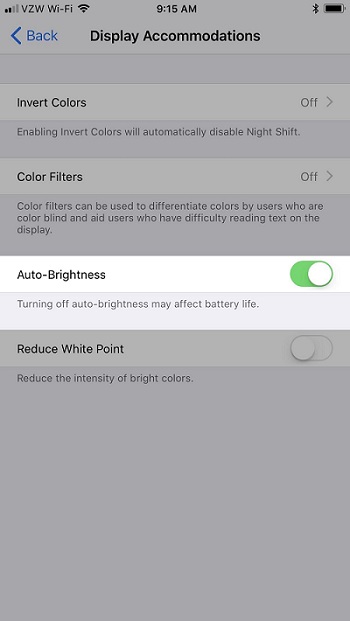 activate iphone auto brightness