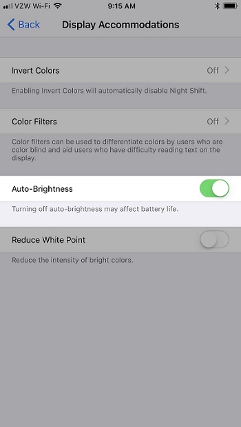 turn off auto brightness