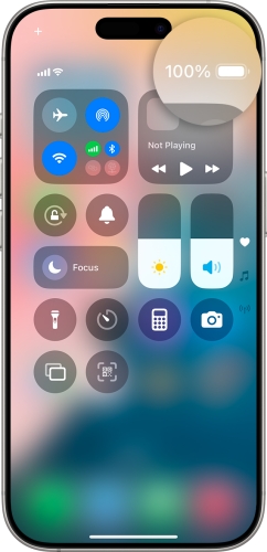 iphone battery percentage via control center