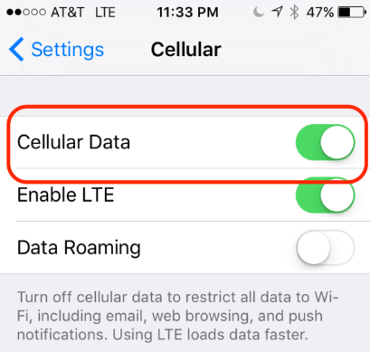 turn on cellular data