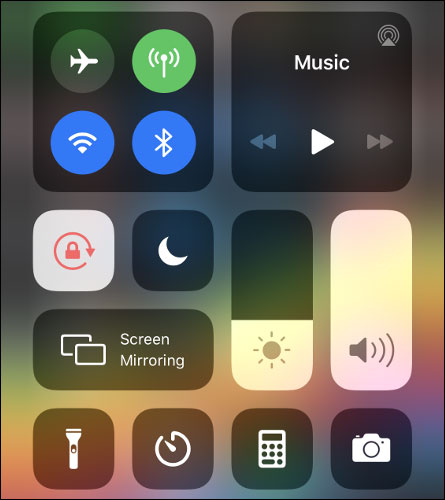 toggle on and off bluetooth or airplane mode