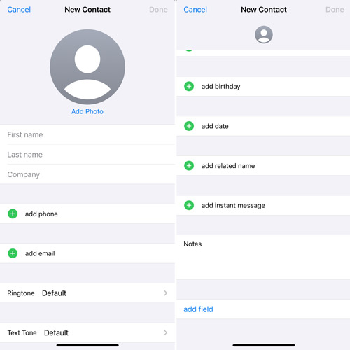 create new contact on iphone