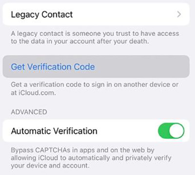 iphone get verification code