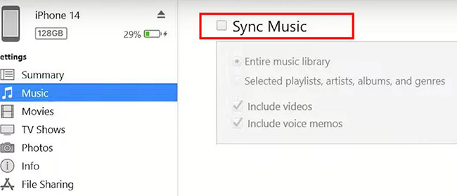 iphone in itunes sync
