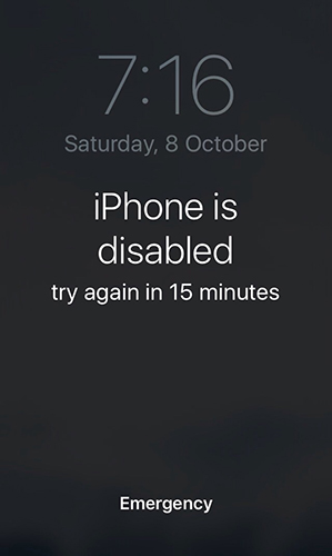 iphone is disabled try again in 51 minutes