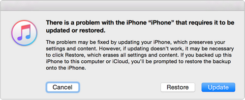 put iphone into recovery mode and restore via itunes