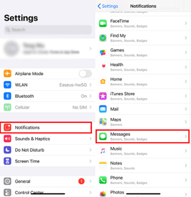 go to iphone messages notifications