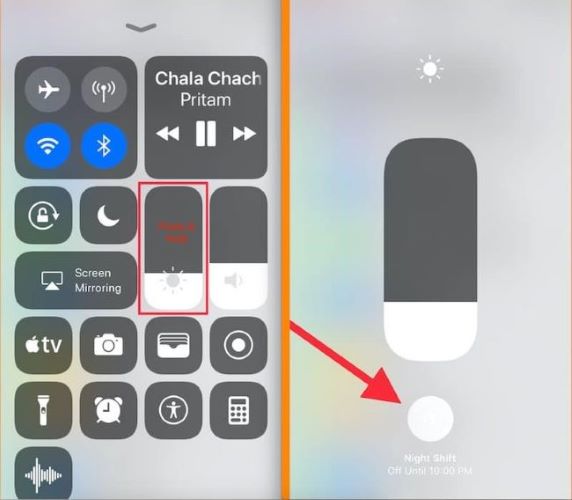 How to Activate Night Shift from Control Center in iOS 11