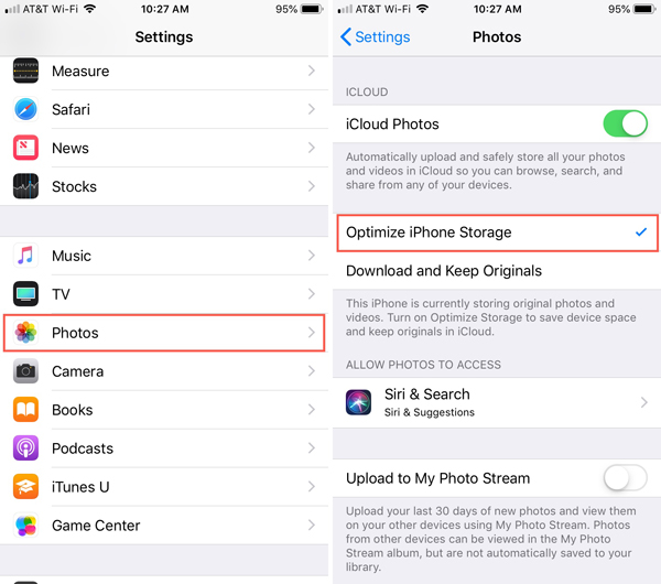 turn off optimize storage on iphone