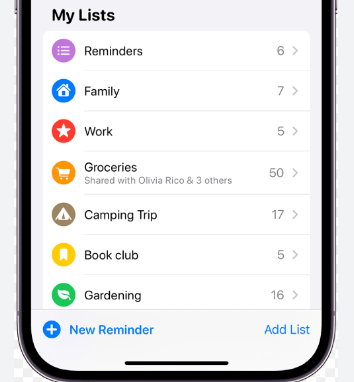 iphone reminders app add list