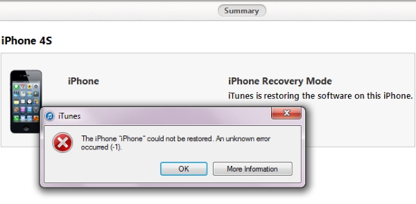 Error desconocido de Apple iTunes 42408