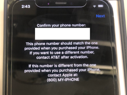 iphone stuck on confirm your phone number