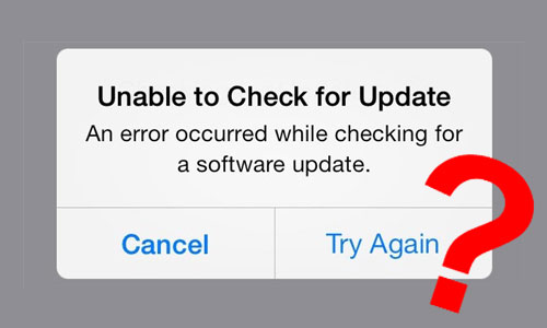 unable to check for update iphone