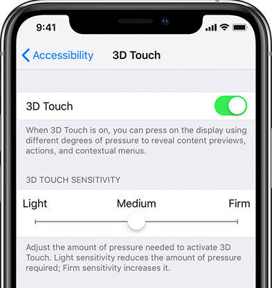 adjust iphone 3d touch