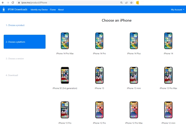 download ipsw to update your ios