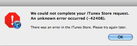 itunes error 42408