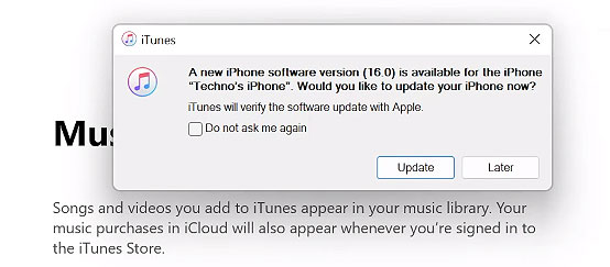 itunes update ios 16