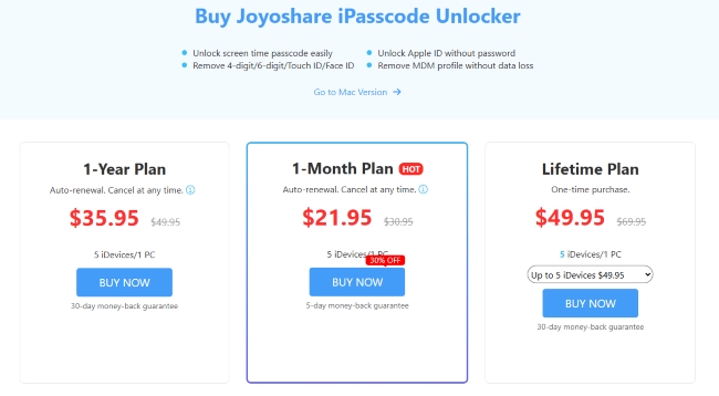 joyoshare ipasscode unlocker price
