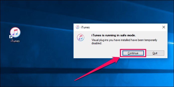 launch itunes in safe mode
