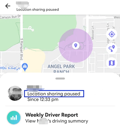life360 location sharing paused