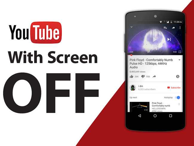 listen to youtube with screen off