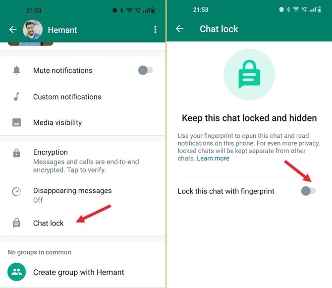 lock chat in whatsapp