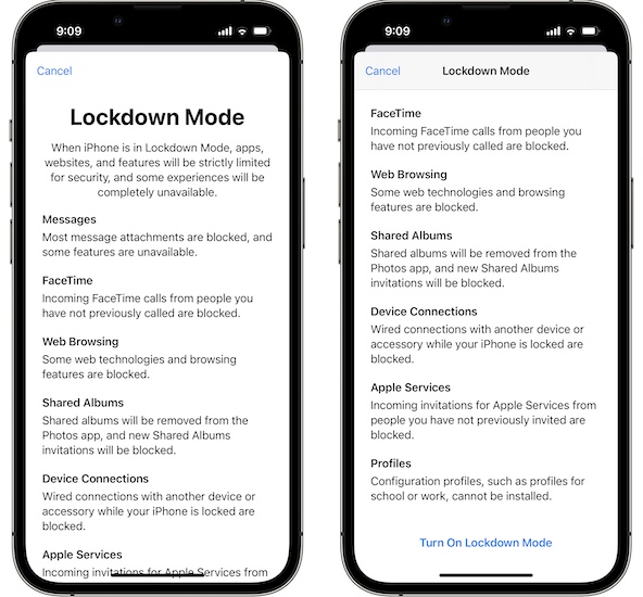 ios 16 lockdown mode features