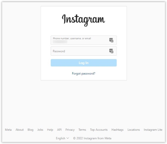 log in with instagram account