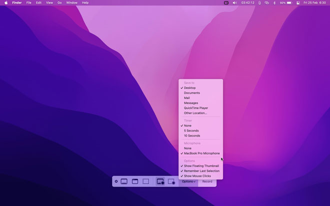 screenshot toolbar screen recording mac