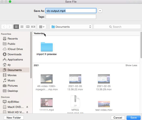 mac vlc file destination