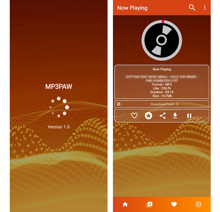 download music on mp3paw phone app