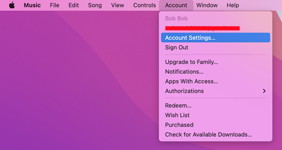 music app check apple id mac