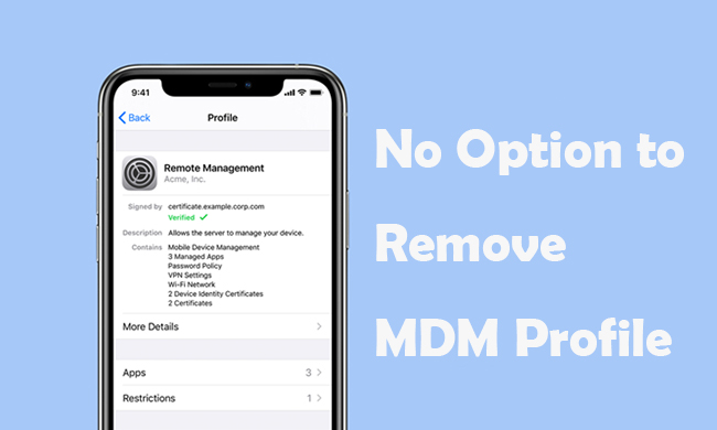 no option to remove mdm profile