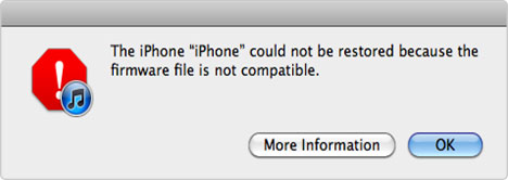 iphone firmware not compatible