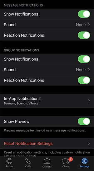 check notification settings in app