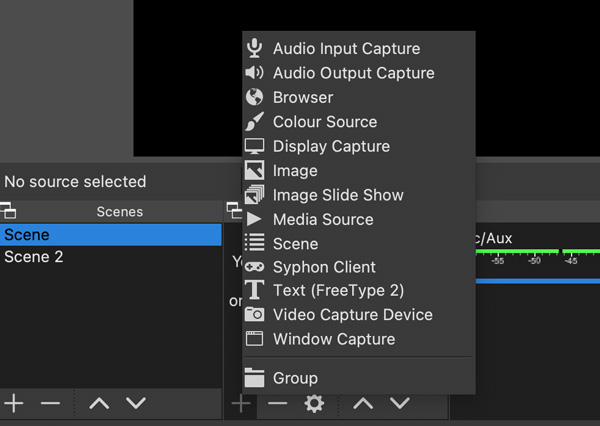 select target to record computer audio mac and screen
