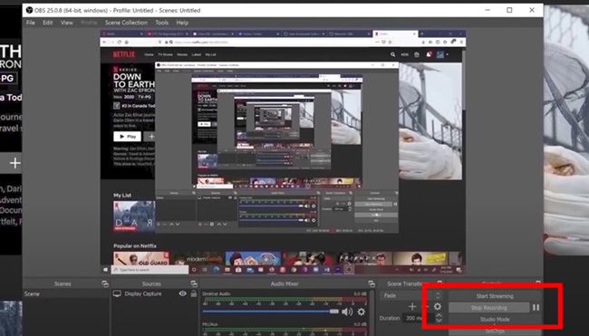 how to record netflix using obs