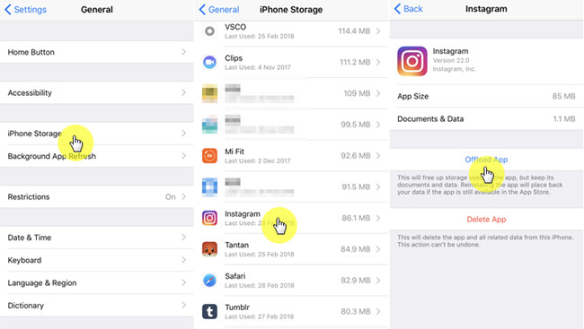 clear instagram cache on iphone