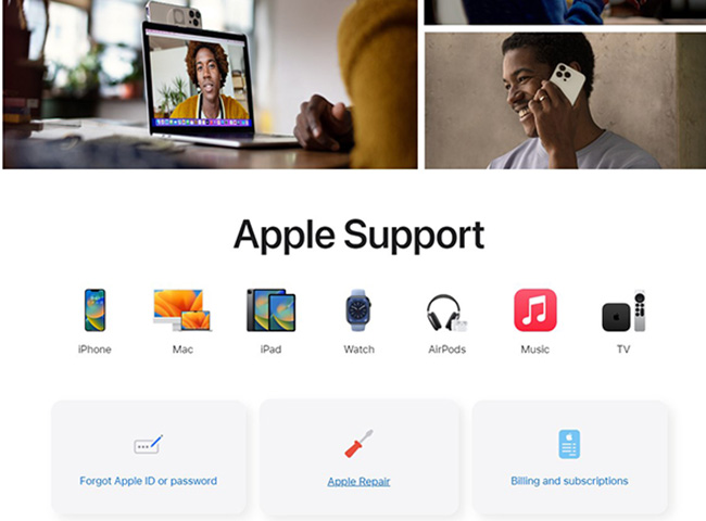 page apple support