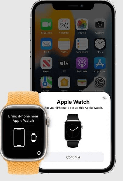 tap continue to pair apple watch with iphone