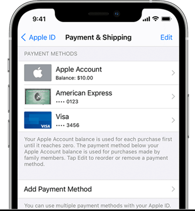 remove payment in settings on iphone or ipad